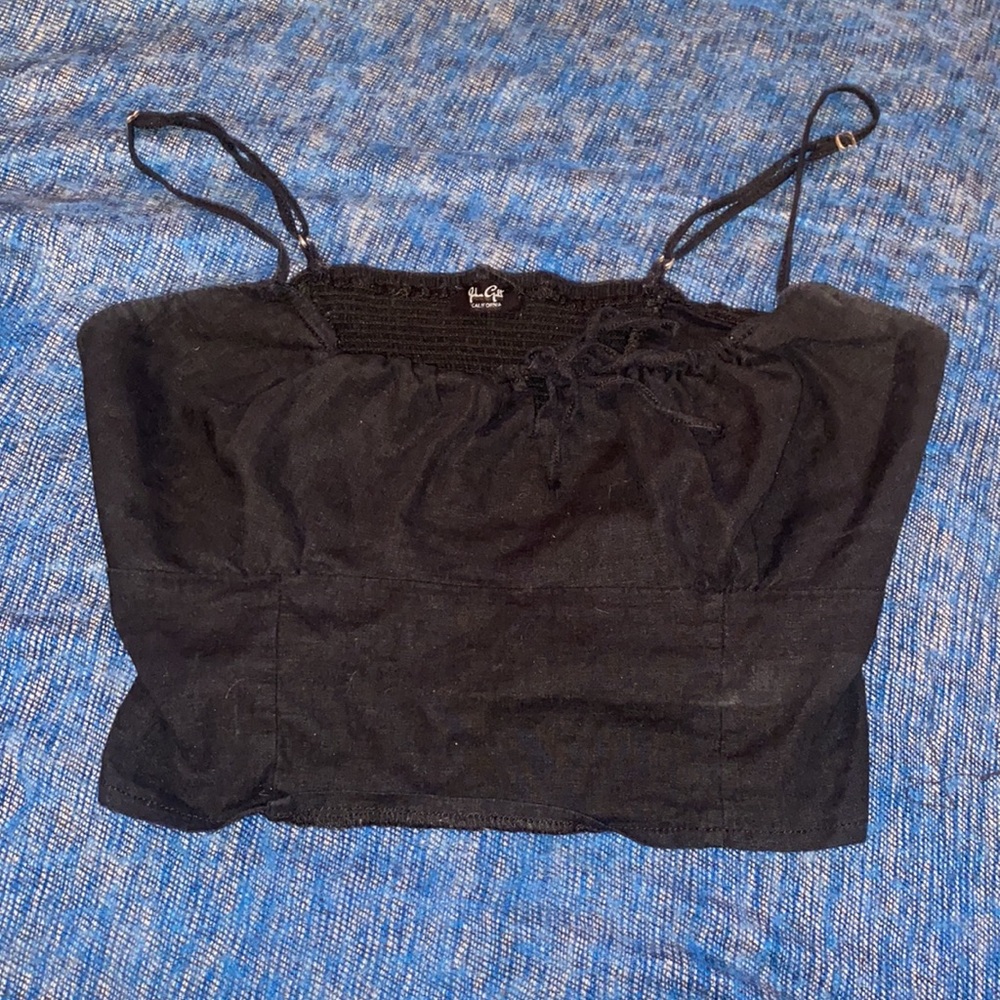 Brandy Melville linen black tie top